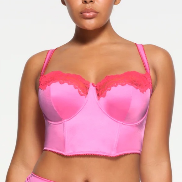 SKIMS Stretch Satin Lace cropped Corset M black (SK0032) - Picture 4 of 8